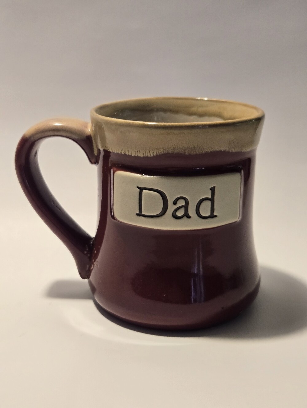 Dad Ceramic Glazed Coffee Mug in Burgundy and Cream